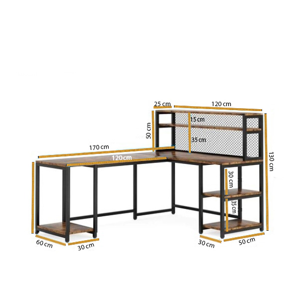 L Model Kitaplıklı Çalışma Masası - Görsel 2