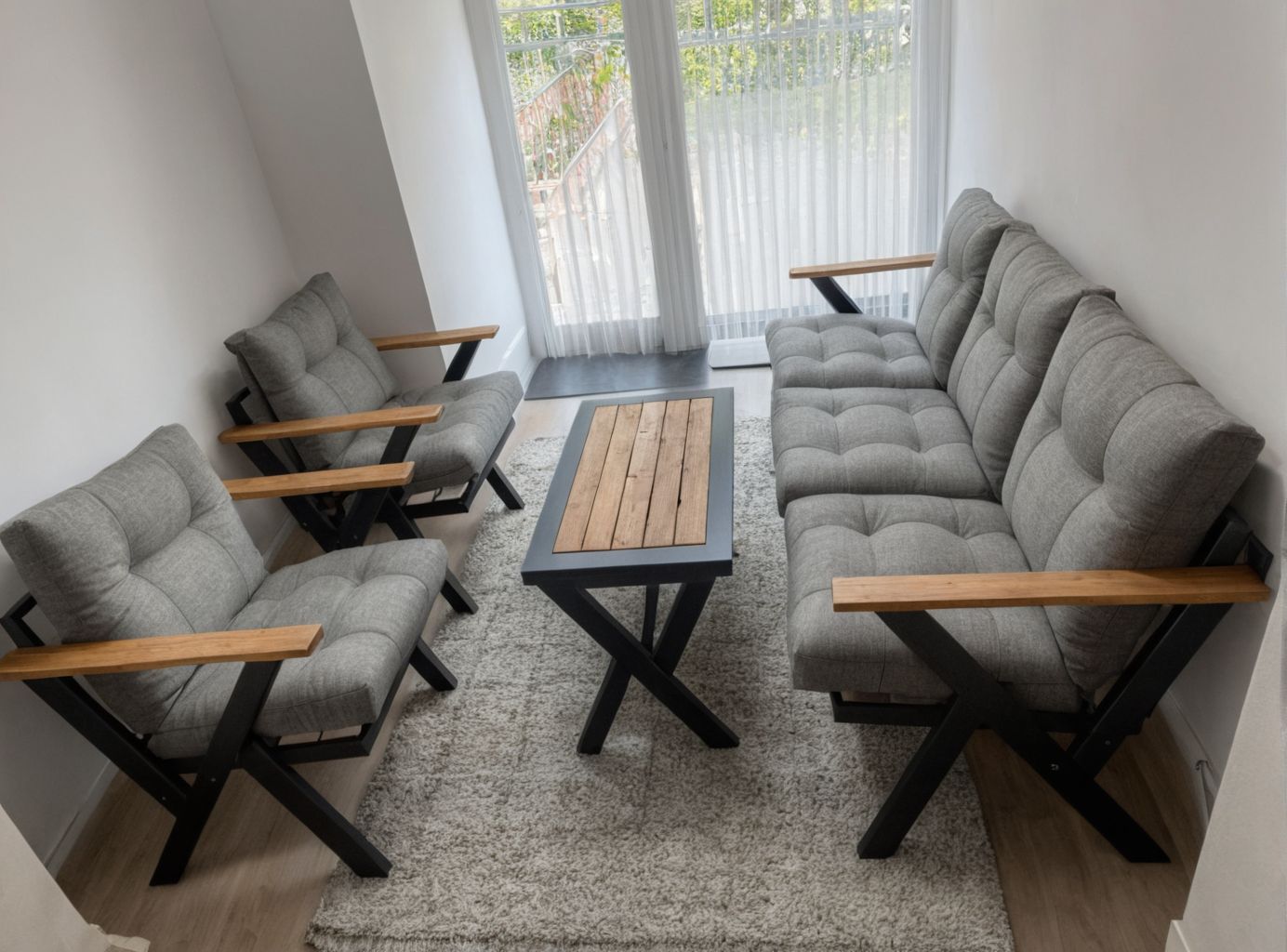 Bahçe Takımı Dış Ve İç Mekan Metal Süngerli Balkon Mobilyası - Görsel 2