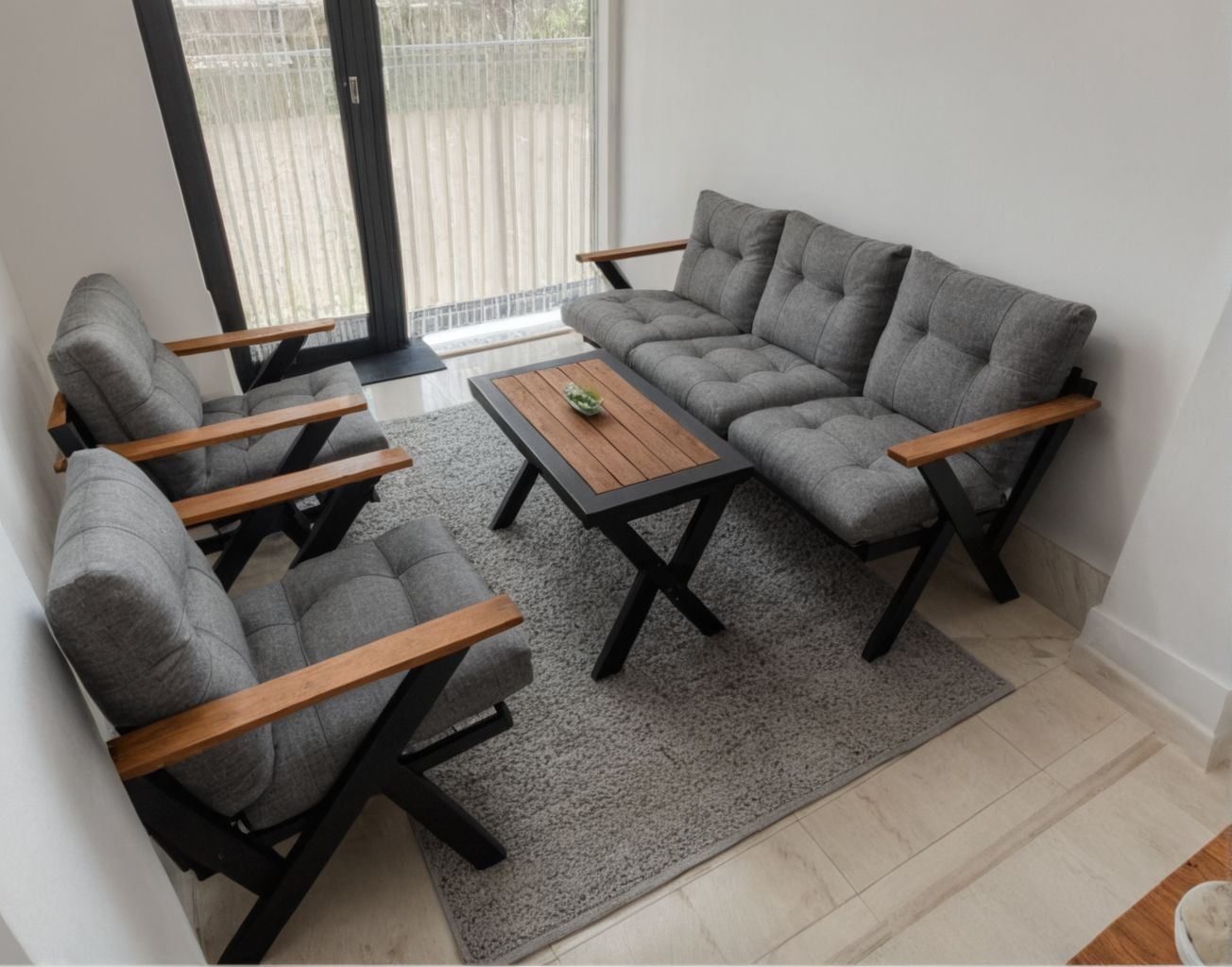 Bahçe Takımı Dış Ve İç Mekan Metal Süngerli Balkon Mobilyası